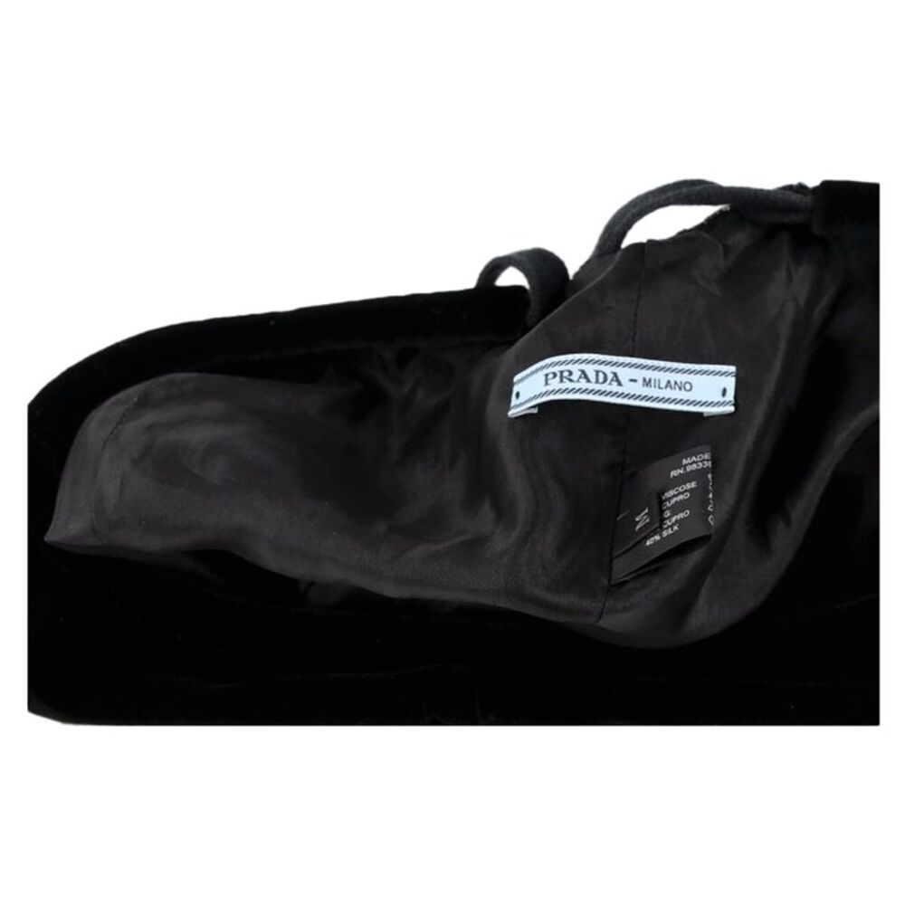 Prada Ribbon Detail Beret Hat in Black Velvet - Picture 3 of 3